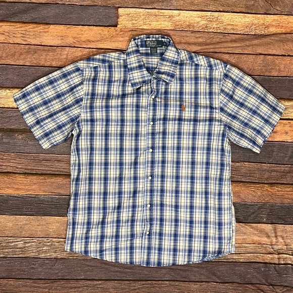 Polo Ralph Lauren Mens Plaid Pearl Snap Button Down Short Sleeve Shirt - Picture 1 of 5